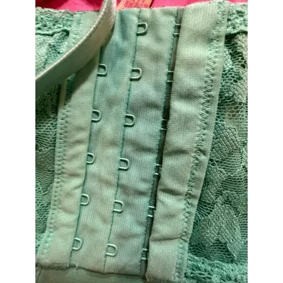 VICTORIAS SECRET PINK BRA TURQUOISE LACE WOMENS SIZE SMALL - Picture 6 of 8